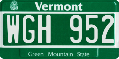 VT license plate WGH952