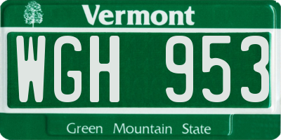 VT license plate WGH953