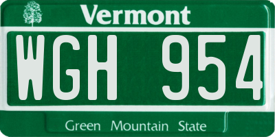 VT license plate WGH954