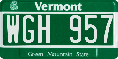 VT license plate WGH957