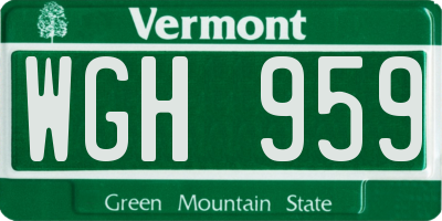 VT license plate WGH959