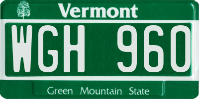 VT license plate WGH960