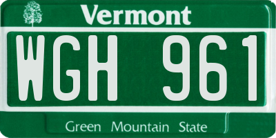 VT license plate WGH961