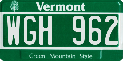 VT license plate WGH962