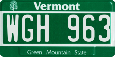 VT license plate WGH963