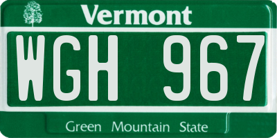 VT license plate WGH967