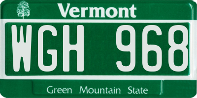 VT license plate WGH968