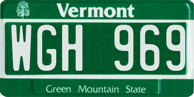VT license plate WGH969