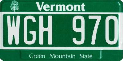VT license plate WGH970