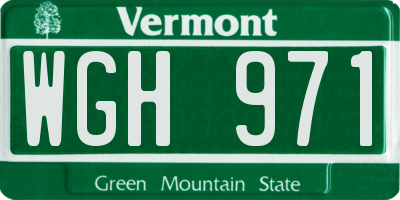 VT license plate WGH971