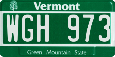 VT license plate WGH973