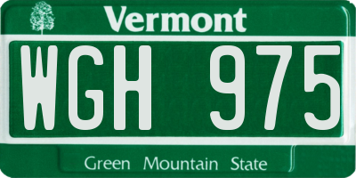 VT license plate WGH975