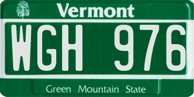 VT license plate WGH976