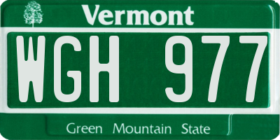 VT license plate WGH977