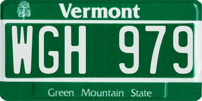 VT license plate WGH979