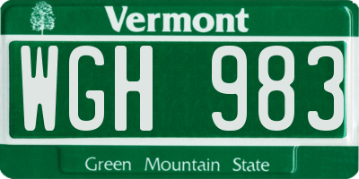 VT license plate WGH983