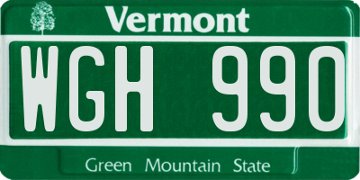 VT license plate WGH990