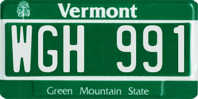VT license plate WGH991