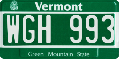 VT license plate WGH993