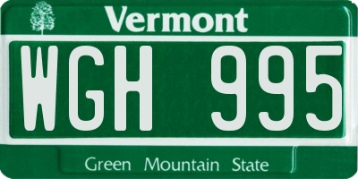 VT license plate WGH995