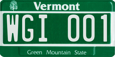 VT license plate WGI001