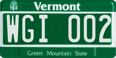 VT license plate WGI002