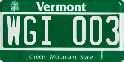 VT license plate WGI003