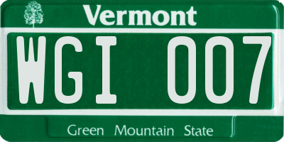 VT license plate WGI007