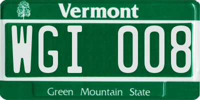 VT license plate WGI008
