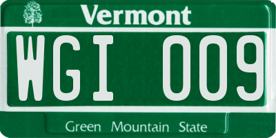 VT license plate WGI009