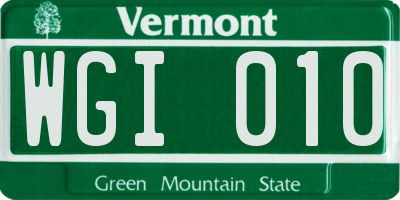 VT license plate WGI010