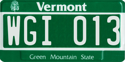 VT license plate WGI013
