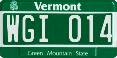 VT license plate WGI014