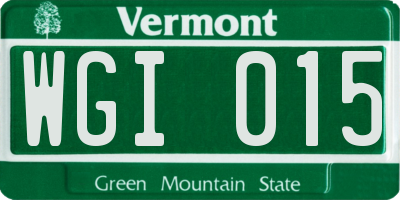 VT license plate WGI015