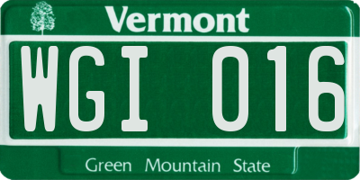 VT license plate WGI016