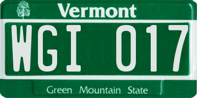 VT license plate WGI017