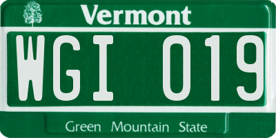VT license plate WGI019