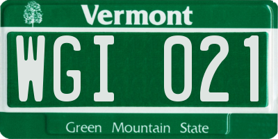 VT license plate WGI021