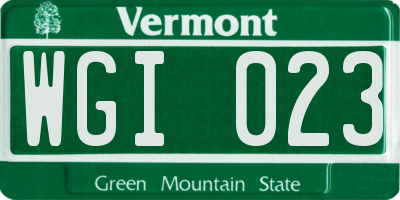 VT license plate WGI023
