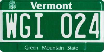 VT license plate WGI024