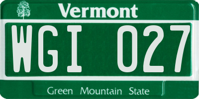 VT license plate WGI027