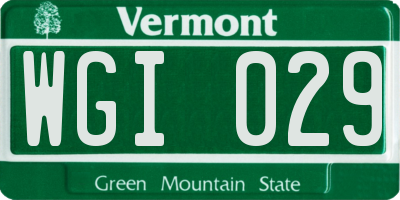VT license plate WGI029