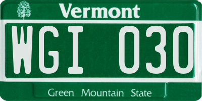 VT license plate WGI030