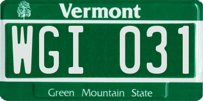 VT license plate WGI031