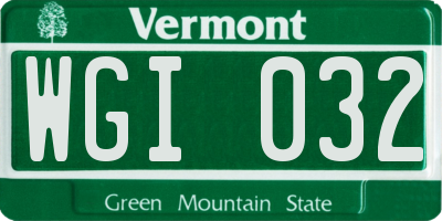 VT license plate WGI032