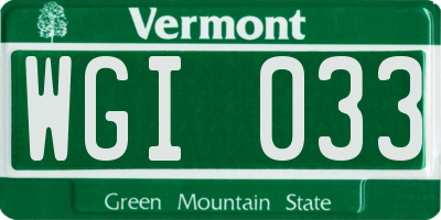 VT license plate WGI033