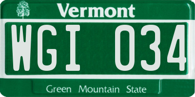 VT license plate WGI034