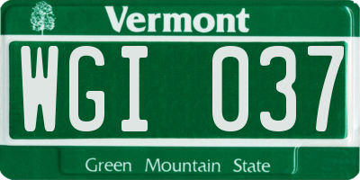 VT license plate WGI037
