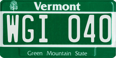 VT license plate WGI040