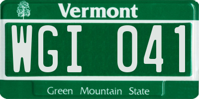 VT license plate WGI041